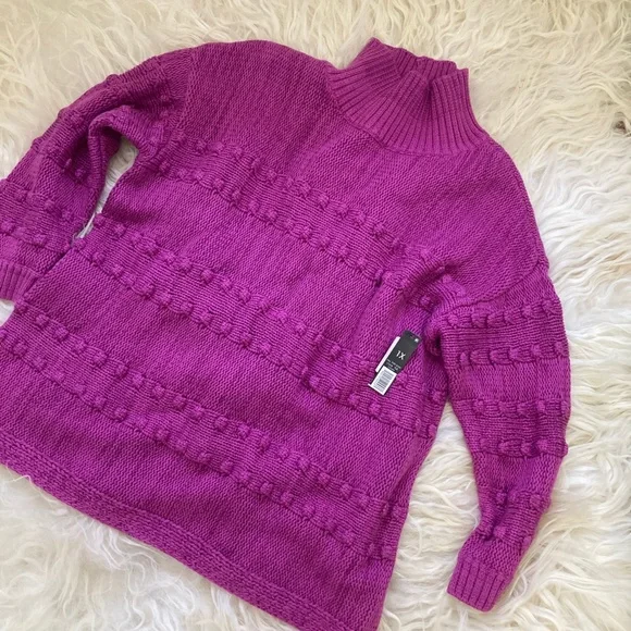 NIC + ZOE PLUS ADORE A BALL TEXTURED PULLOVER MOCK TURTLENECK SWEATER